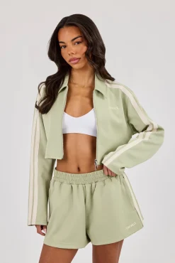Taping Cropped Harrington Jacket - Sage Green