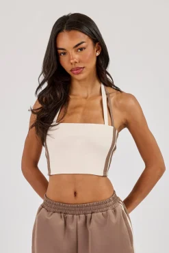 Taping Double Halterneck Top - Off White