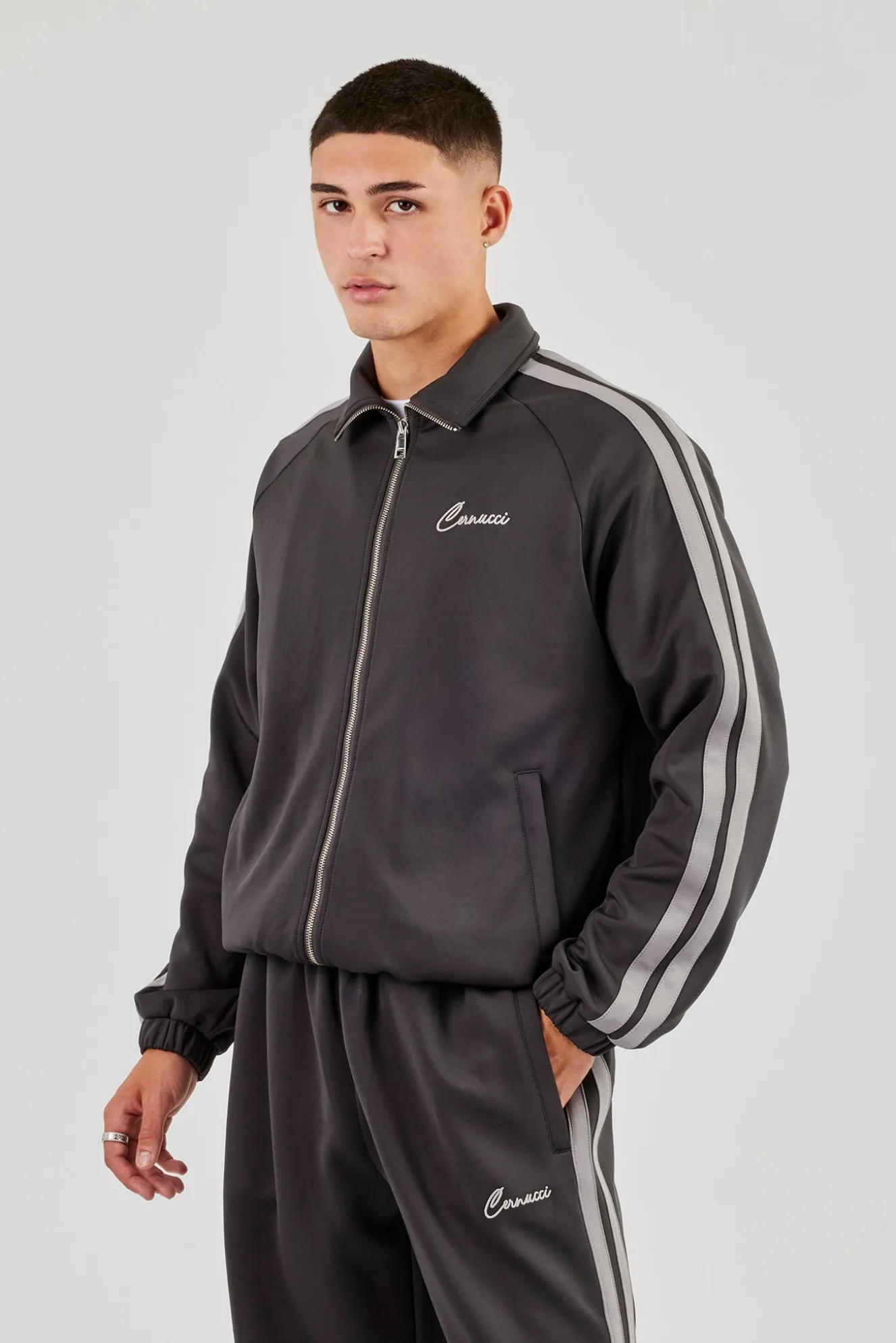 Taping Track Jacket - Charcoal