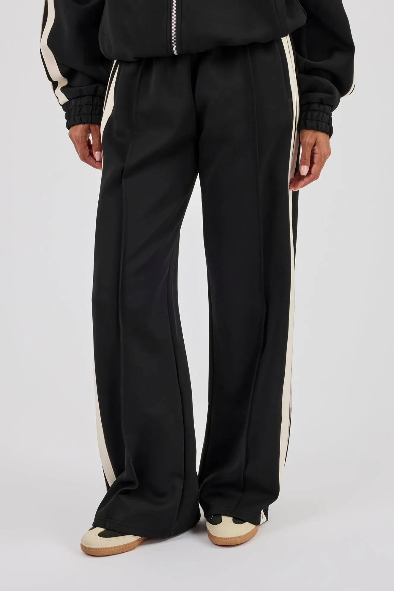 Taping Wide Leg Track Pant - Black