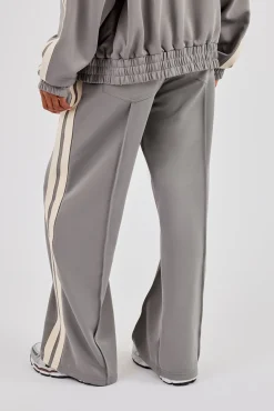 Taping Wide Leg Track Pant - Grey