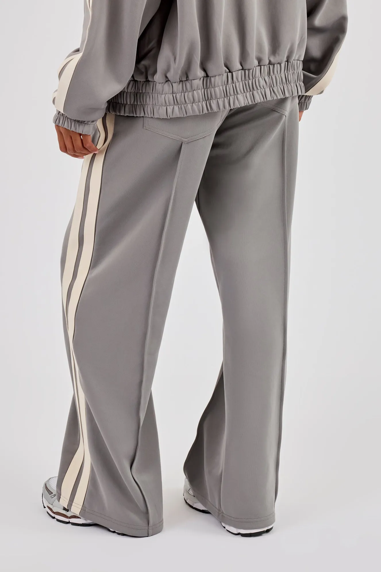 Taping Wide Leg Track Pant - Grey