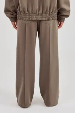 Taping Wide Leg Track Pant - Taupe
