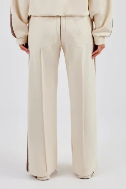 Taupe Taping Wide Leg Track Pant - Off White