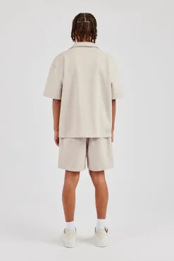 Textured Revere Collar Shirt - Stone