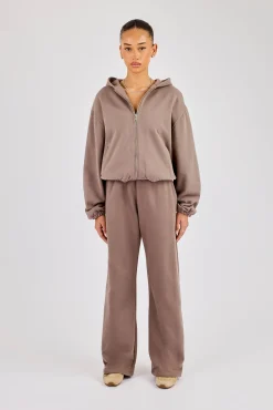 Towelling Applique Zip Tracksuit - Taupe