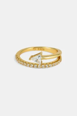 Triangle Iced Band Twist Ring - 1.5mm - Gold