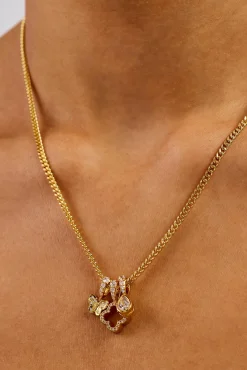 Triple Layer Butterfly Motif Necklace - 10mm - Gold