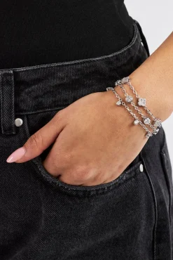 Triple Layer Gemstone Bracelet - 2mm - White