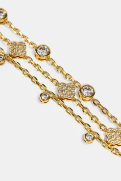 Triple Layer Gemstone Bracelet - 2mm - Gold