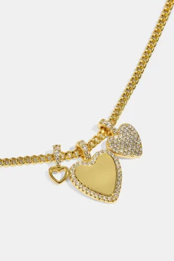 Triple Layer Heart Necklace - 25mm - Gold