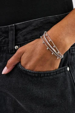 Triple Layer Iced Stone Bracelet - 5mm - White