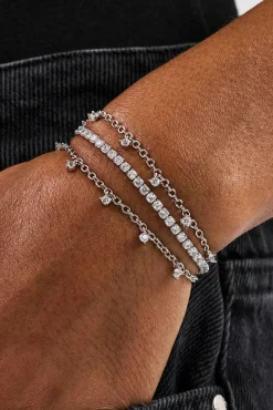 Triple Layer Iced Stone Bracelet - 5mm - White