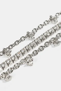 Triple Layer Iced Stone Bracelet - 5mm - White