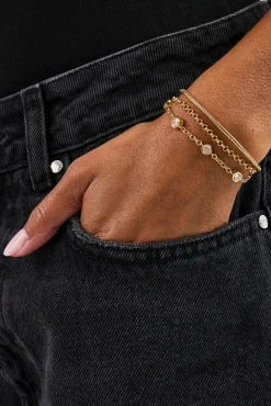 Triple Layer Rolo Bracelet - 3mm - Gold