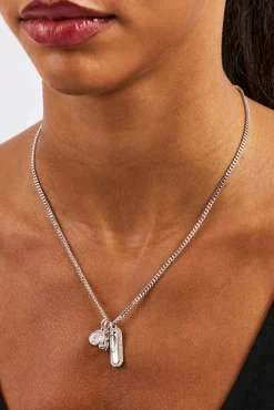 Triple Pendant Iced Necklace - 10mm - White