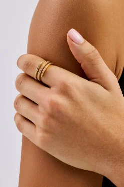 Triple Twist Iced Ring - 1.5mm - Gold