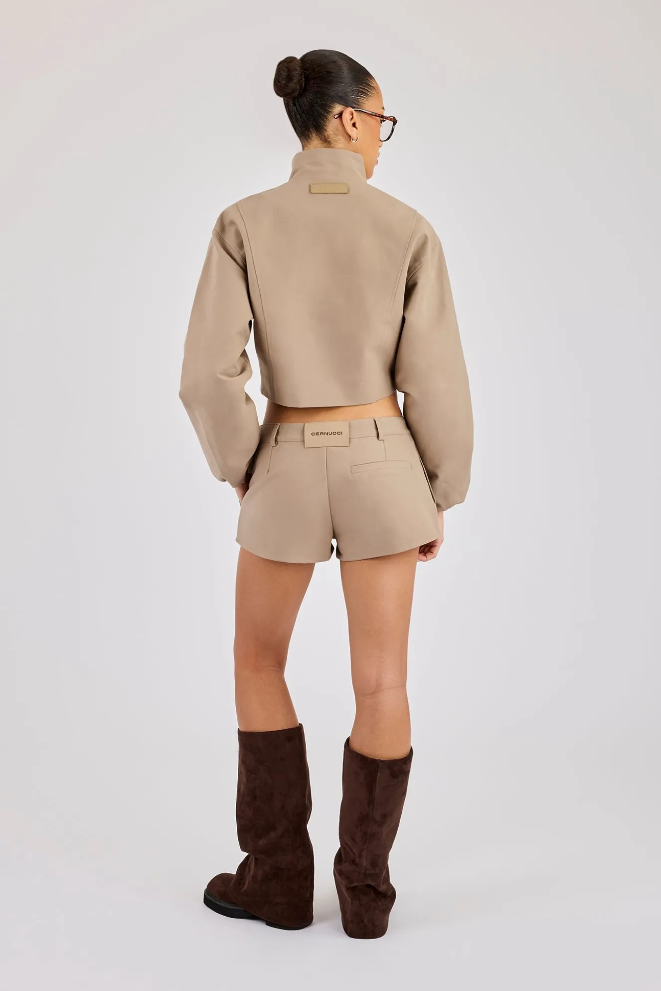 Twill Fitted Jacket & Micro Short - Taupe