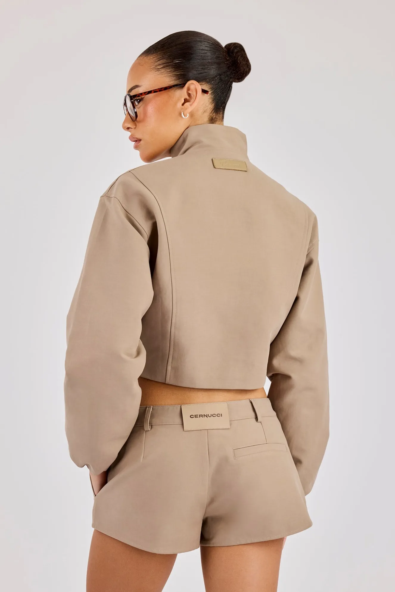 Twill Fitted Jacket & Micro Short - Taupe