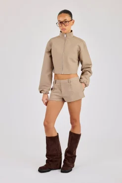 Twill Fitted Jacket - Taupe