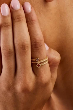 Twist Heart & Motif Ring - 6mm - Gold