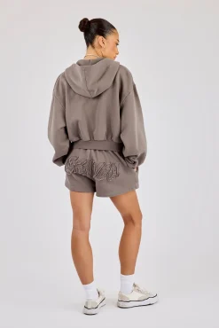 Washed Applique Logo Short - Grey