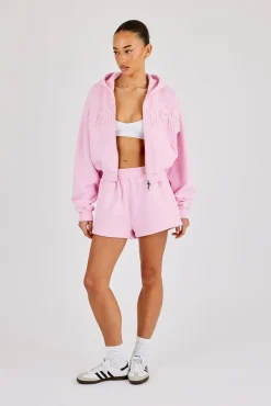 Washed Applique Logo Short - Light Pink