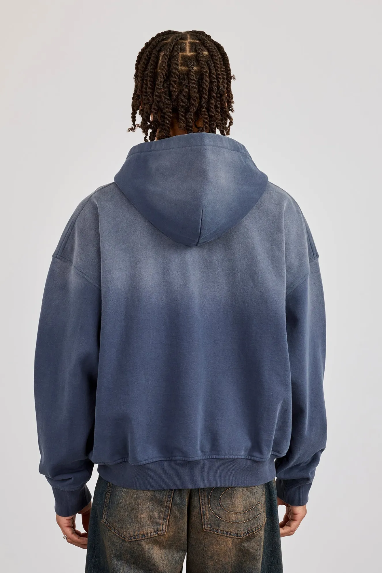 Washed Crest Graphic Hoodie - Navy
