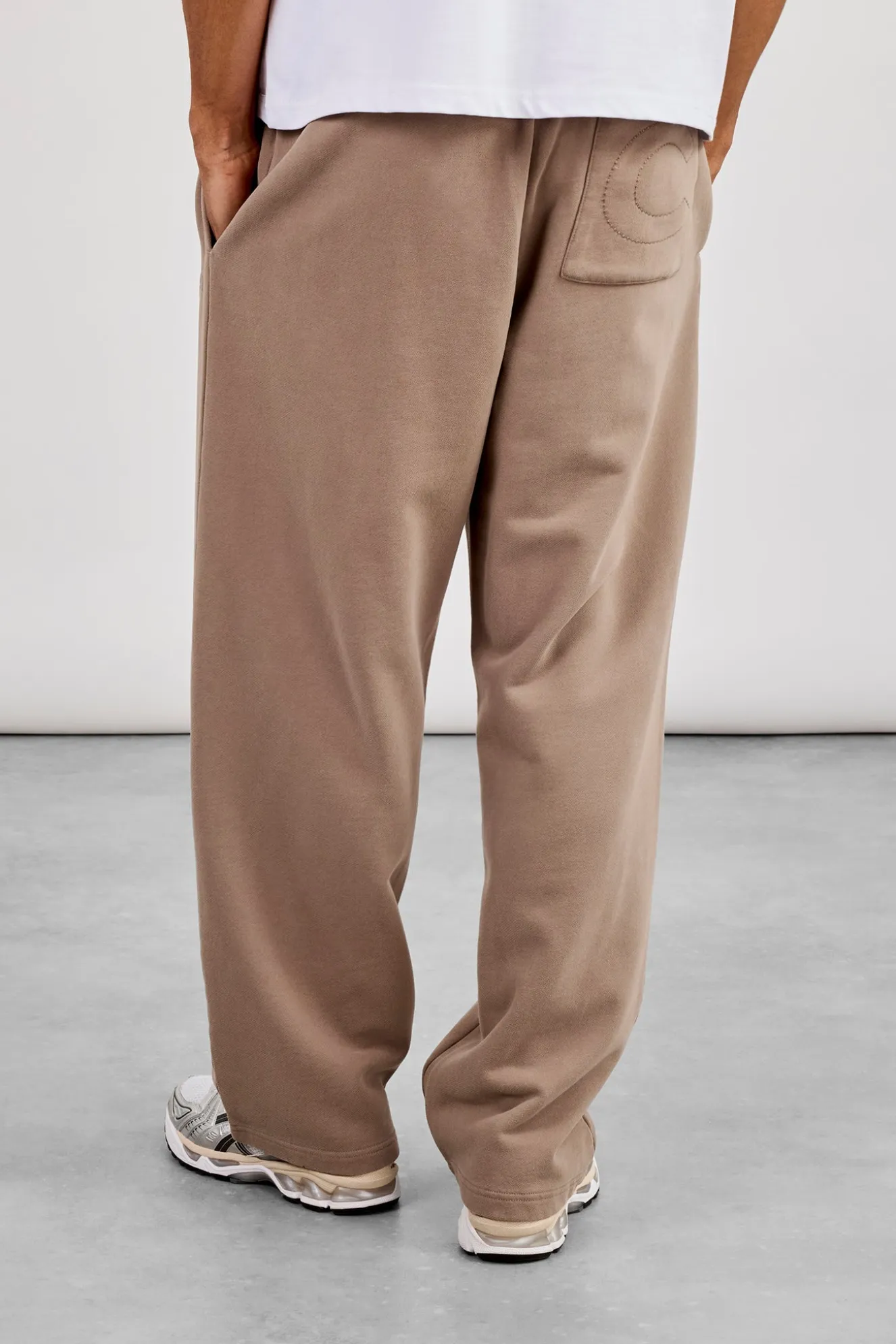 Washed Embroidered Relaxed Jogger - Taupe