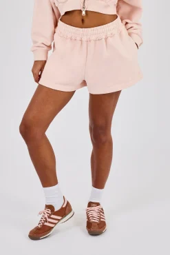 Washed Jersey Short With Distressing - Dusty Pink