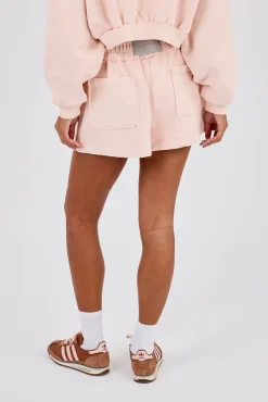 Washed Jersey Short With Distressing - Dusty Pink