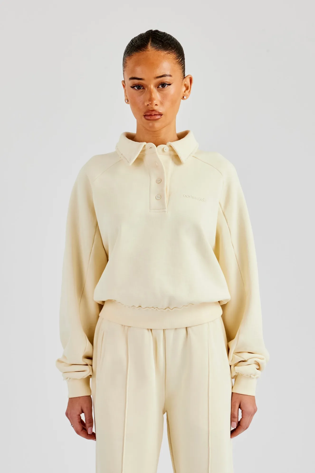 Washed Polo Sweatshirt - Butter Yellow