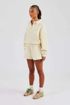 Washed Polo Sweatshirt & Short - Butter Yellow
