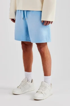 Washed Relaxed Fit Jersey Short - Light Blue