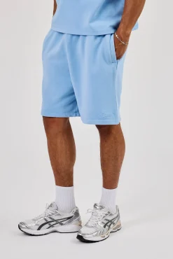 Washed Rope Embroidered Relaxed Jersey Short - Light Blue