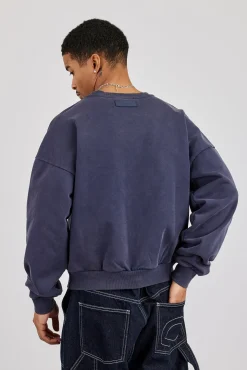 Washed Sweater - Navy
