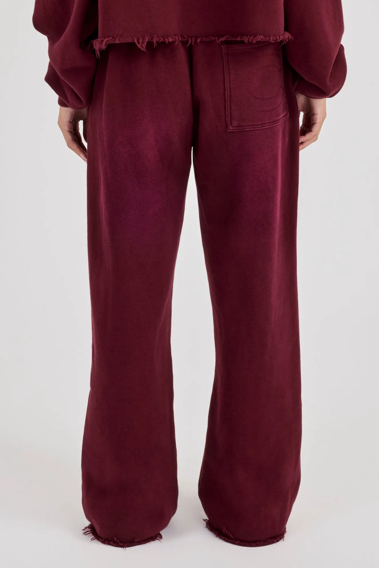 Washed Wide Leg Jogger - Burgundy