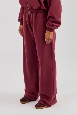 Wide Leg Jogger - Burgundy
