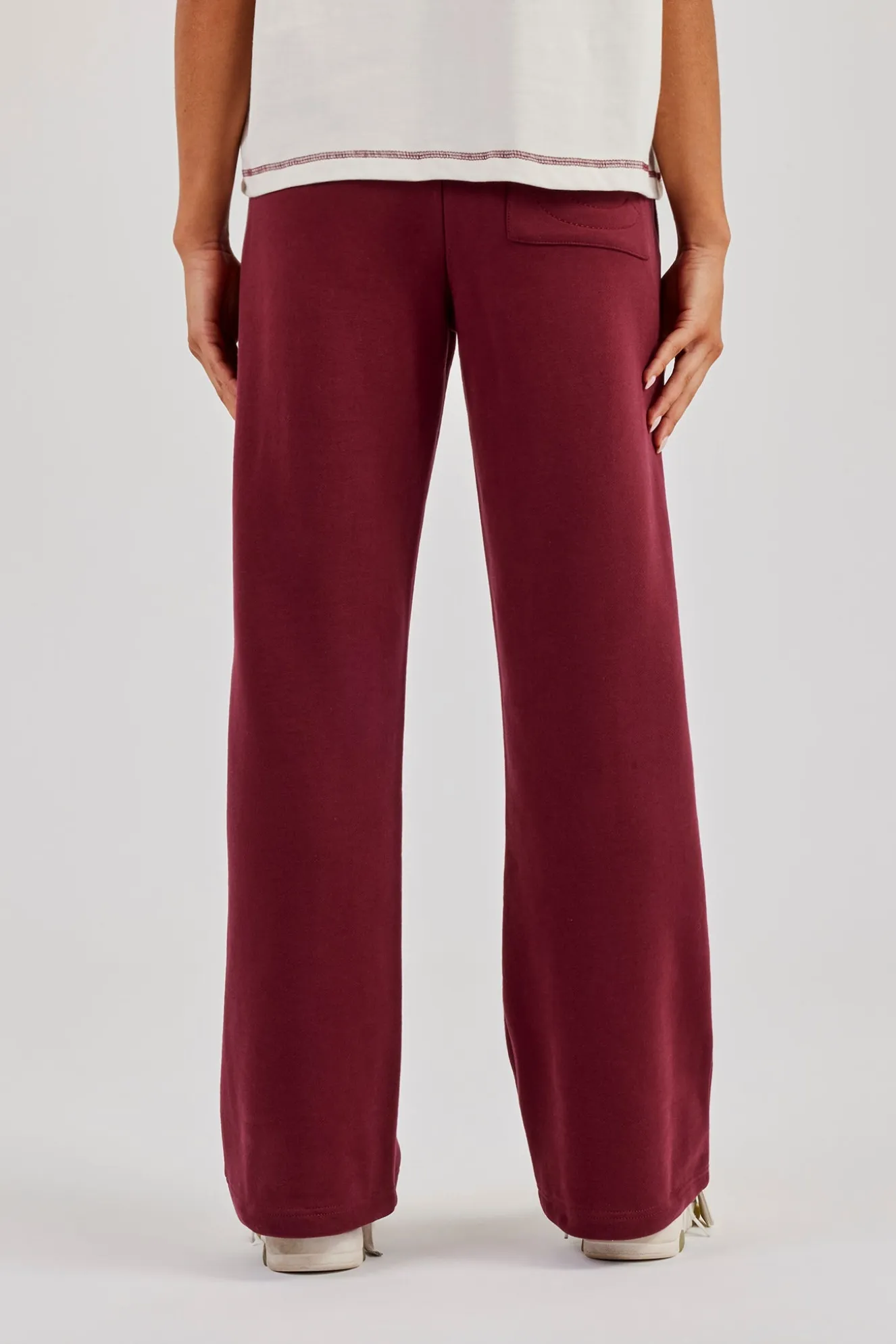 Wide Leg Jogger With Varsity Logo - Berry