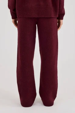 Wide Leg Knitted Jogger - Burgundy