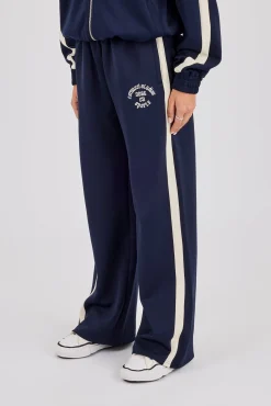 Wide Leg Varsity Panel Trouser - Navy