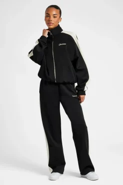 Womens Contrast Panel Track Pant - Black