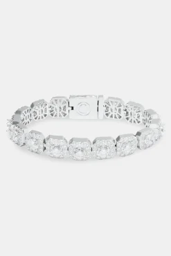 Womens 10mm Clustered Tennis Bracelet - White