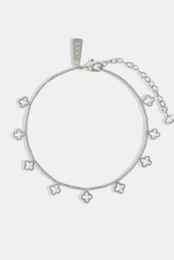 Womens Multi Motif Anklet - 6mm - White