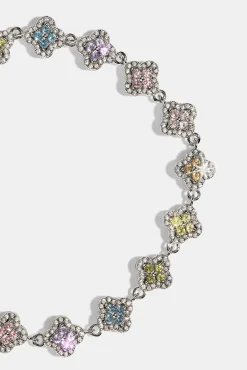 Womens Multi Motif Cross Stone Bracelet - 8mm - White
