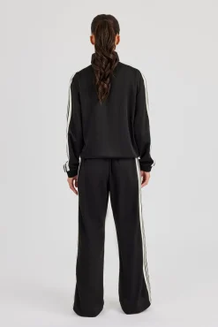 Womens Poly Smooth Taping Track Top & Track Pant - Black