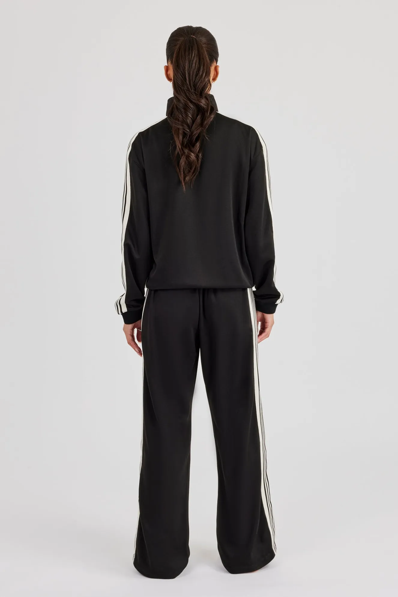 Womens Poly Smooth Taping Track Top & Track Pant - Black