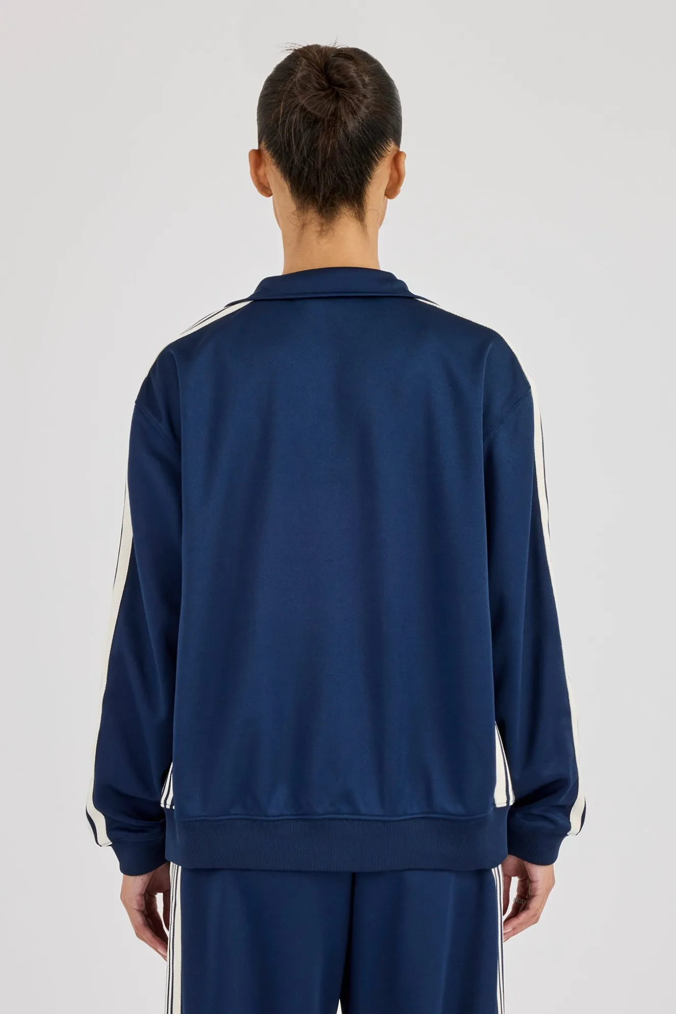 Womens Poly Smooth Taping Track Top - Navy Blue
