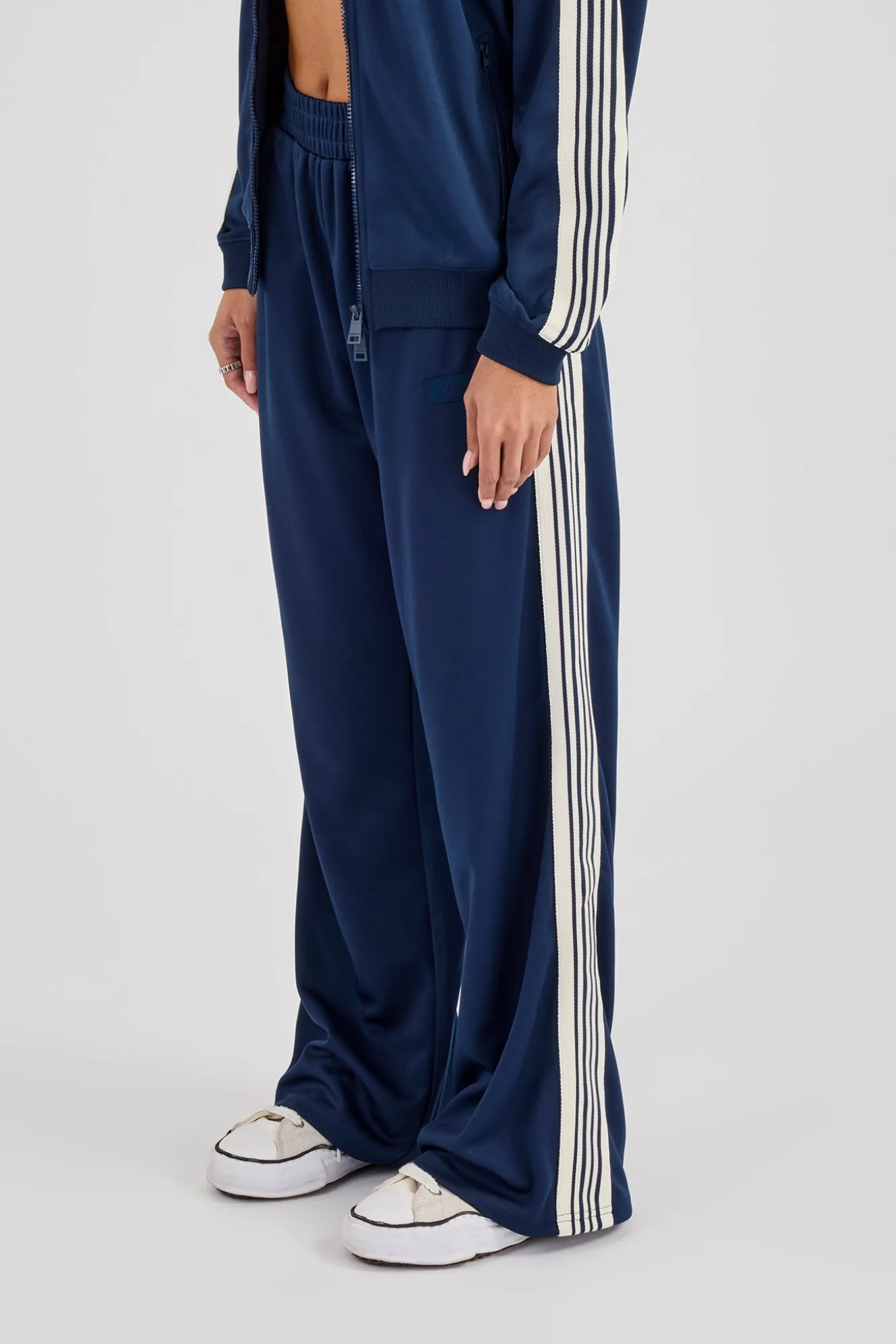 Womens Poly Smooth Taping Track Pant - Navy Blue