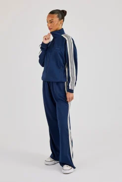 Womens Regular Poly Smooth Taping Tracksuit - Navy Blue
